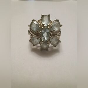 925 Women's Sz 7 Ring Vintage Light Aquamarine Cottage Fairy Sterling Silver